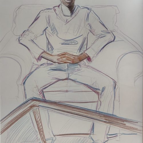 Giuseppe Bergomi, MBAYE, 42x59 cm, matite colorate su carta