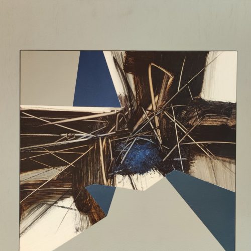 Rinaldo Turati, ARMONIE IN BLU, 2021, 68x57 cm, olio su tavola