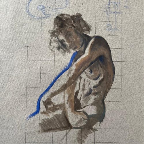 Cinzia Bevilacqua, ANDREA, 2024, 50x43 cm, tecnica mista, grafite olio e matite colorate (TGart-96) Leggi l'approfondimento →