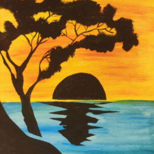 Cooperativa CVL, IL TRAMONTO, 2023, 42x33 cm, pittura (TGart-93)