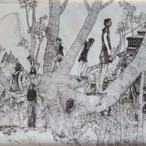 Keita Nakasone, WIDERSTAND, 2022, 70×50 cm, china su carta (TGart-82)